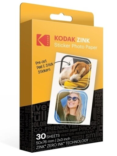Kodak ZINK 2x3'' 50x76 mm 30 Sheets Pre-Cut Sticker Fotopopierius