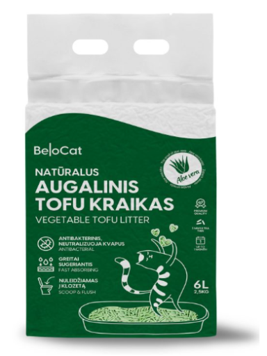 Kraikas katėms TOFU augalinis, alijošiaus kvapo 6L / 2,5Kg. Kraikas katėms TOFU augalinis, alijošiaus kvapo 6L / 2,5Kg.