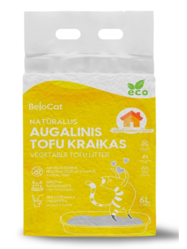 Kraikas katėms TOFU augalinis, New home kvapo 6L / 2,5Kg. Kraikas katėms TOFU augalinis, New home kvapo 6L / 2,5Kg.