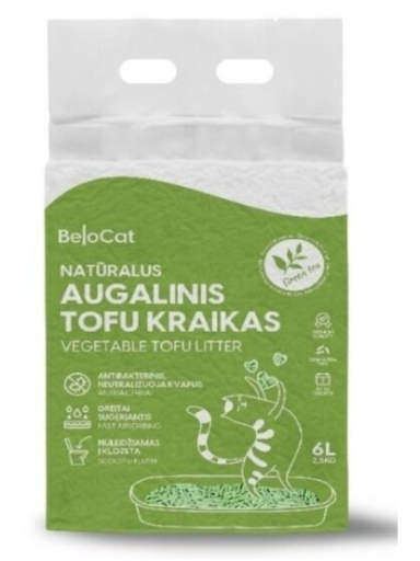 Kraikas katėms TOFU augalinis, žaliosios arbatos kvapo 6L / 2,5Kg. Kraikas katėms TOFU augalinis, žaliosios arbatos kvapo 6L / 2,5Kg.