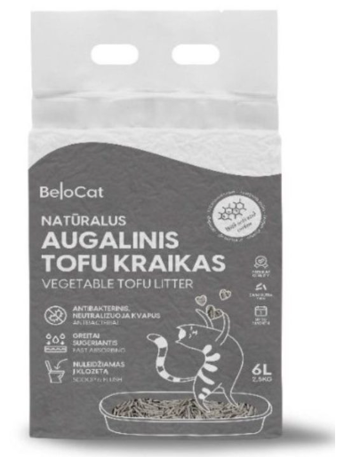 Kraikas katėms TOFU augalinis, su aktyvinta anglimi 6L / 2,5Kg.