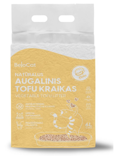 Kraikas katėms TOFU augalinis, melionų kvapo 6L / 2,5Kg.