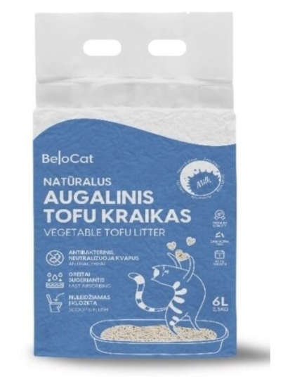Kraikas katėms TOFU augalinis, pienelio kvapo 6L / 2,5Kg. Kraikas katėms TOFU augalinis, pienelio kvapo 6L / 2,5Kg.