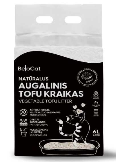 Kraikas katėms TOFU augalinis, Original kvapo 6L / 2,5Kg. Kraikas katėms TOFU augalinis, Original kvapo 6L / 2,5Kg.