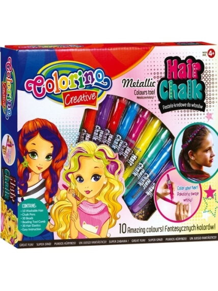 Kreidelės plaukams dažyti Colorino Creative 10 spalvų Kreidelės plaukams dažyti Colorino Creative 10 spalvų