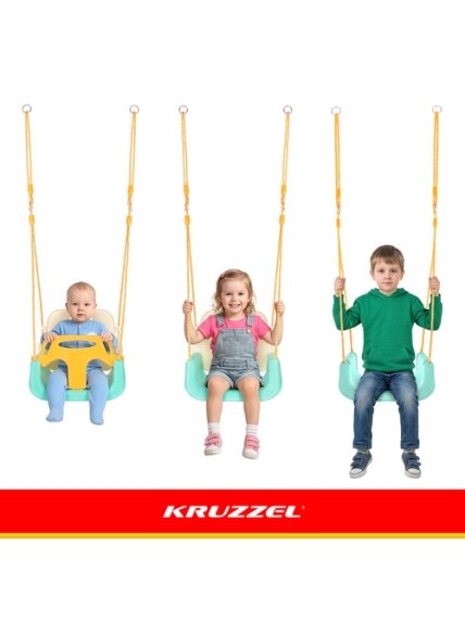 Kruzzel 3 viename kreminės ir turkio spalvos vaikiškos sūpynės 10