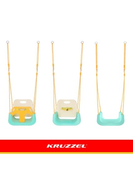 Kruzzel 3 viename kreminės ir turkio spalvos vaikiškos sūpynės 9