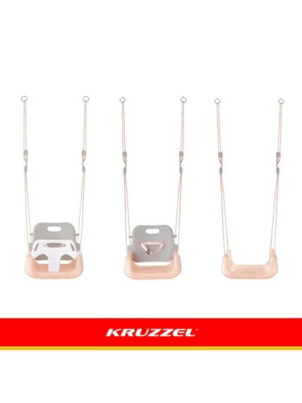 Kruzzel 3 viename pilkai smėlio spalvos vaikiškos sūpynės 13