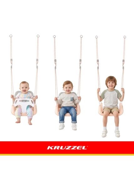 Kruzzel 3 viename pilkai smėlio spalvos vaikiškos sūpynės 14