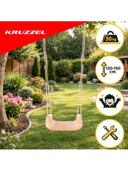 Kruzzel 3 viename pilkai smėlio spalvos vaikiškos sūpynės 16