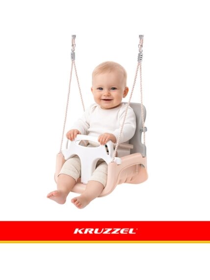 Kruzzel 3 viename pilkai smėlio spalvos vaikiškos sūpynės 7