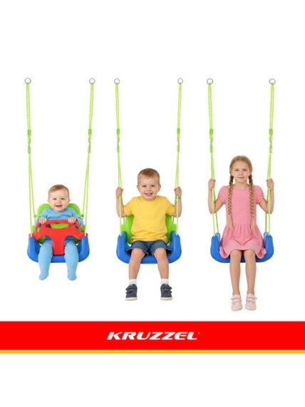 „Kruzzel“ 3 viename žalios ir mėlynos vaikiškos sūpynės 12