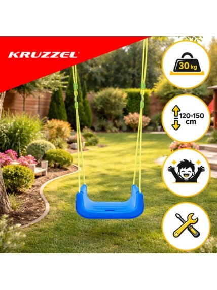 „Kruzzel“ 3 viename žalios ir mėlynos vaikiškos sūpynės 14