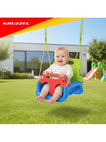„Kruzzel“ 3 viename žalios ir mėlynos vaikiškos sūpynės 16