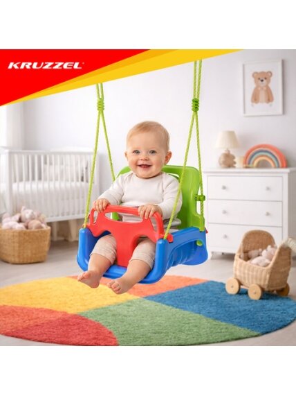 „Kruzzel“ 3 viename žalios ir mėlynos vaikiškos sūpynės 18
