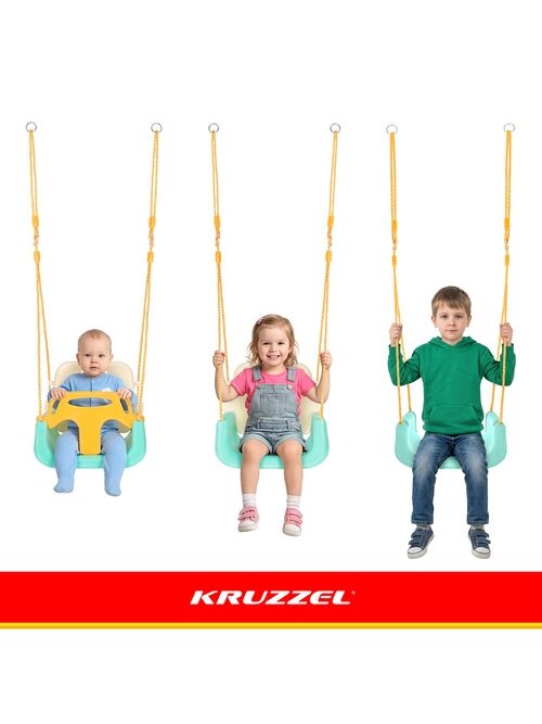 Kruzzel 3 viename kreminės ir turkio spalvos vaikiškos sūpynės 10
