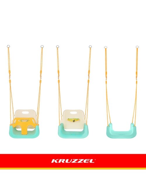 Kruzzel 3 viename kreminės ir turkio spalvos vaikiškos sūpynės 9