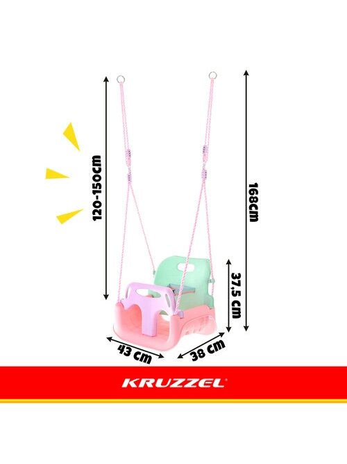 Kruzzel 3 viename pastelinės vaikiškos sūpynės 3