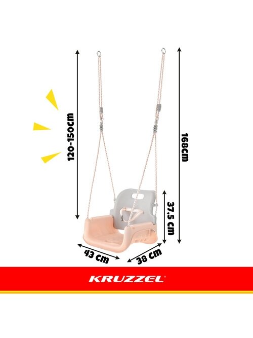 Kruzzel 3 viename pilkai smėlio spalvos vaikiškos sūpynės 3