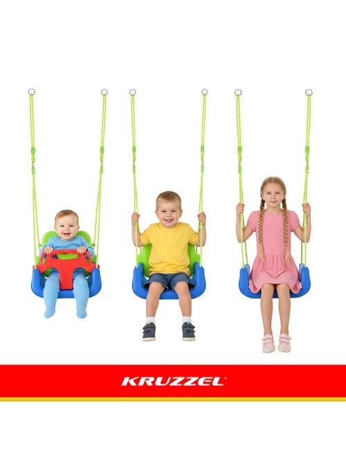 „Kruzzel“ 3 viename žalios ir mėlynos vaikiškos sūpynės 12