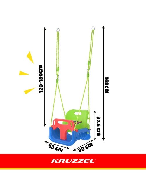 „Kruzzel“ 3 viename žalios ir mėlynos vaikiškos sūpynės 4