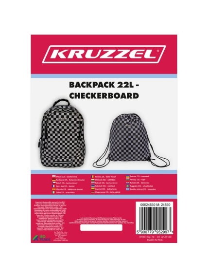 Kuprinė 22L - šaškių lenta Kruzzel 24530 1 Kuprinė 22L - šaškių lenta Kruzzel 24530 1