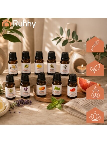 Kvapieji aliejai - 10 vnt. rinkinys, 15 ml, Ruhhy 21938 4