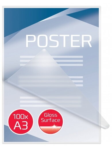 Laminavimo vokeliai GBC A3, 125 mikronai, skaidrūs (100 vnt.) Laminavimo vokeliai GBC A3, 125 mikronai, skaidrūs (100 vnt.)