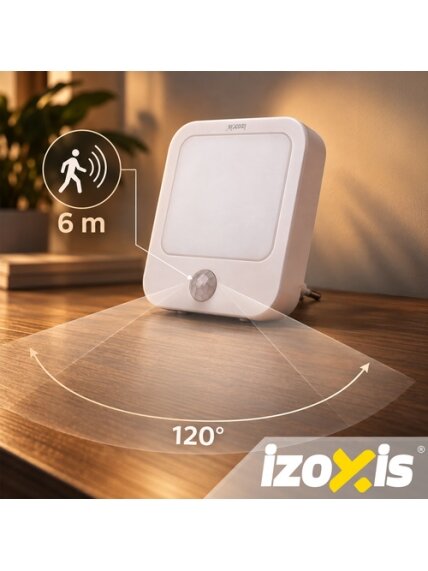 LED naktinė lemputė su judesio jutikliu – 2 vnt. „Izoxis“ 16 LED naktinė lemputė su judesio jutikliu – 2 vnt. „Izoxis“ 16