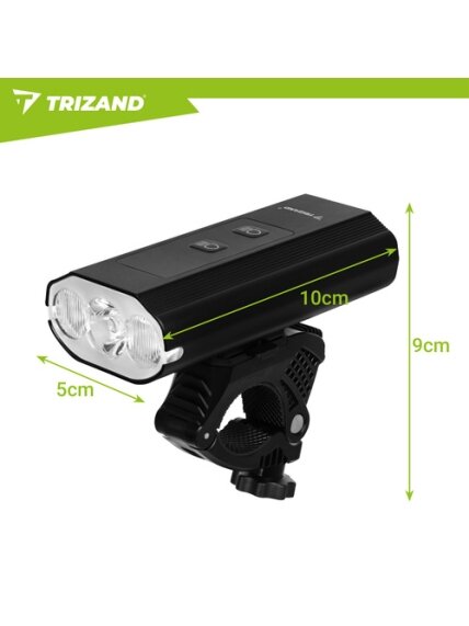 LED 1300 lm dviračio žibintas + Trizand galinis žibintas 1