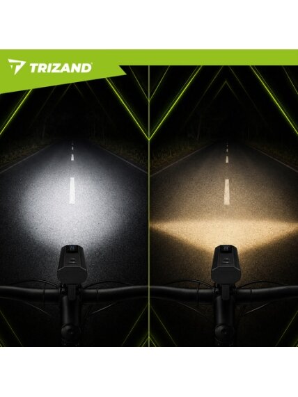 LED 1300 lm dviračio žibintas + Trizand galinis žibintas 12