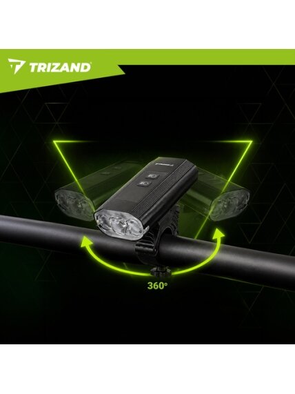 LED 1300 lm dviračio žibintas + Trizand galinis žibintas 13 LED 1300 lm dviračio žibintas + Trizand galinis žibintas 13