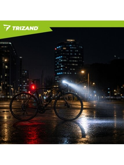 LED 1300 lm dviračio žibintas + Trizand galinis žibintas 16