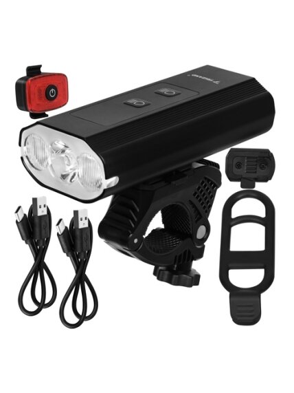 LED 1300 lm dviračio žibintas + Trizand galinis žibintas LED 1300 lm dviračio žibintas + Trizand galinis žibintas