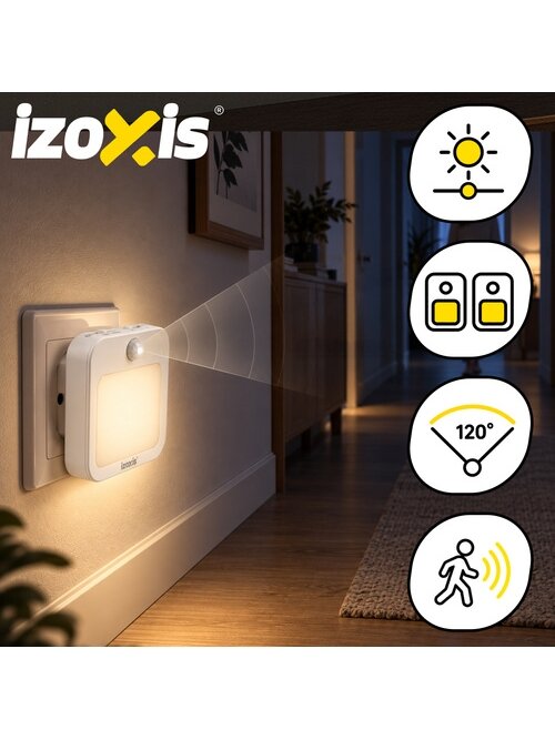 LED naktinė lemputė su judesio jutikliu – 2 vnt. „Izoxis“ 3 LED naktinė lemputė su judesio jutikliu – 2 vnt. „Izoxis“ 3