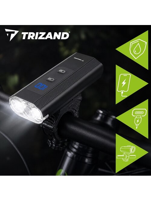 LED 1300 lm dviračio žibintas + Trizand galinis žibintas 11