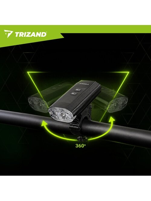 LED 1300 lm dviračio žibintas + Trizand galinis žibintas 13