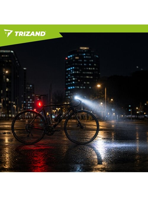 LED 1300 lm dviračio žibintas + Trizand galinis žibintas 16