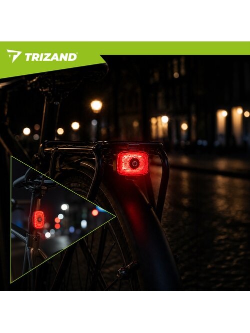 LED 1300 lm dviračio žibintas + Trizand galinis žibintas 17
