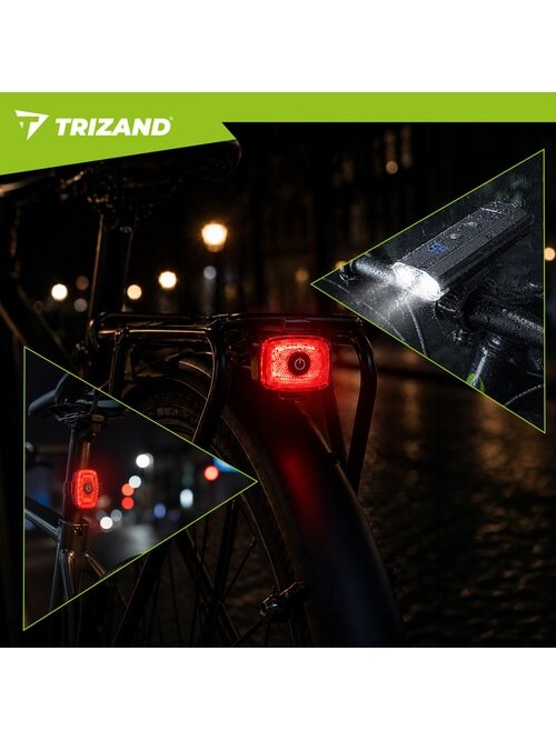 LED 1300 lm dviračio žibintas + Trizand galinis žibintas 18 LED 1300 lm dviračio žibintas + Trizand galinis žibintas 18