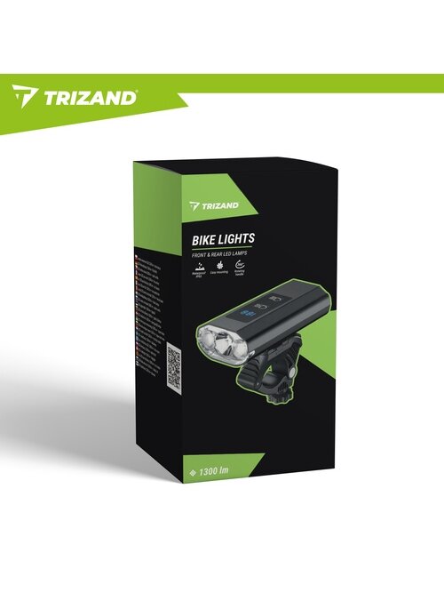 LED 1300 lm dviračio žibintas + Trizand galinis žibintas 2