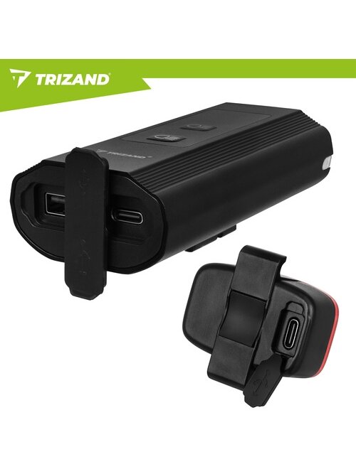 LED 1300 lm dviračio žibintas + Trizand galinis žibintas 6 LED 1300 lm dviračio žibintas + Trizand galinis žibintas 6