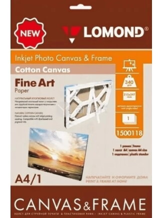 Lininė drobė su porėmiu Lomond Frame + Fine Art Canvas Ultra Bright 340g/m2 A4, 1 Lapas (komplektas) Lininė drobė su porėmiu Lomond Frame + Fine Art Canvas Ultra Bright 340g/m2 A4, 1 Lapas (komplektas)