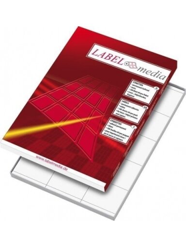 Lipnios etiketės LabelMedia, A4, baltos, 52.5x29.7 mm, (40) (100)  0707-763