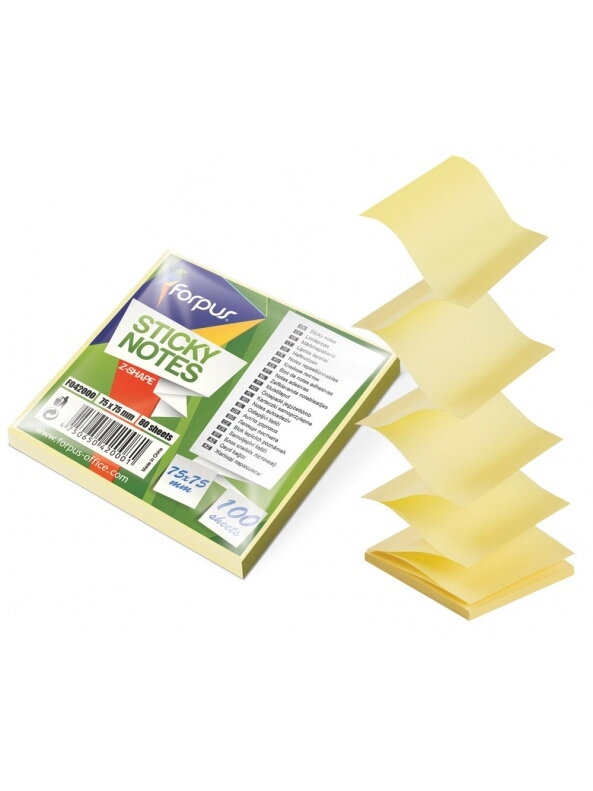 Lipnūs lapeliai Forpus Office, Z tipo, 75x75mm, geltoni (100l) Lipnūs lapeliai Forpus Office, Z tipo, 75x75mm, geltoni (100l)