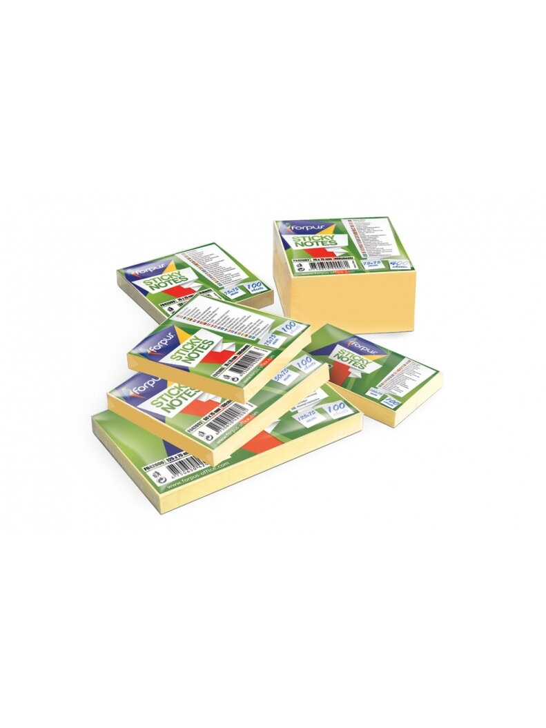 Lipnūs lapeliai Forpus, 75x75mm, geltoni, kubas (1x400) 0717-116 Lipnūs lapeliai Forpus, 75x75mm, geltoni, kubas (1x400) 0717-116