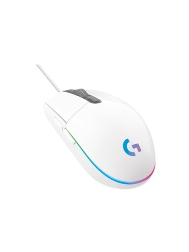 Logitech G203 Lightsync Laidinė žaidimų pelė USB-A 8000 DPI, Balta