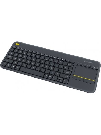 Logitech K400 Plus Touch Belaidė klaviatūra, RF Wireless, US, Juoda