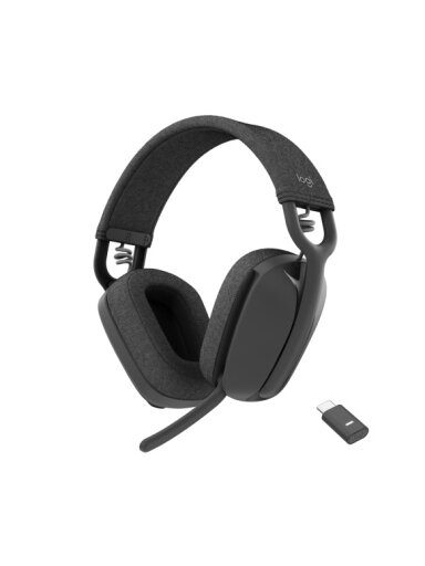 Logitech Zone Vibe Wireless MS Teams Belaidės ausinės, USB-C Bluetooth receiver, Graphite
