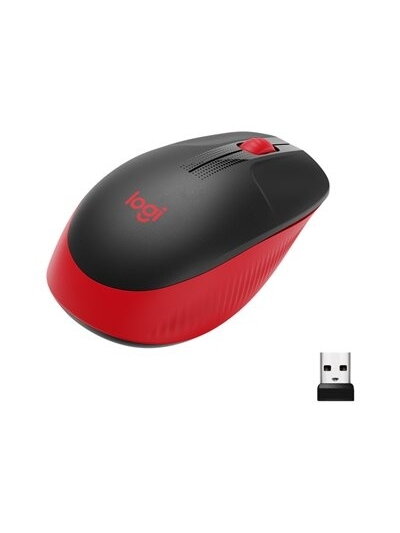 Logitech M190 Full-Size Belaidė pelė, RF Wireless, 1000 DPI, Raudona